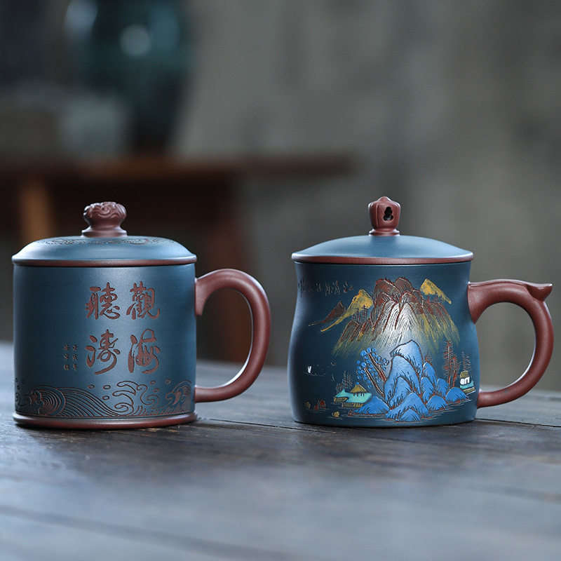 Yixing Zisha Tea Mug [Tinghai Guantao/Shanshui] 500ml - YIQIN TEA HOUSE | yiqinteahouse.com | new arrival, tea mug, teaware