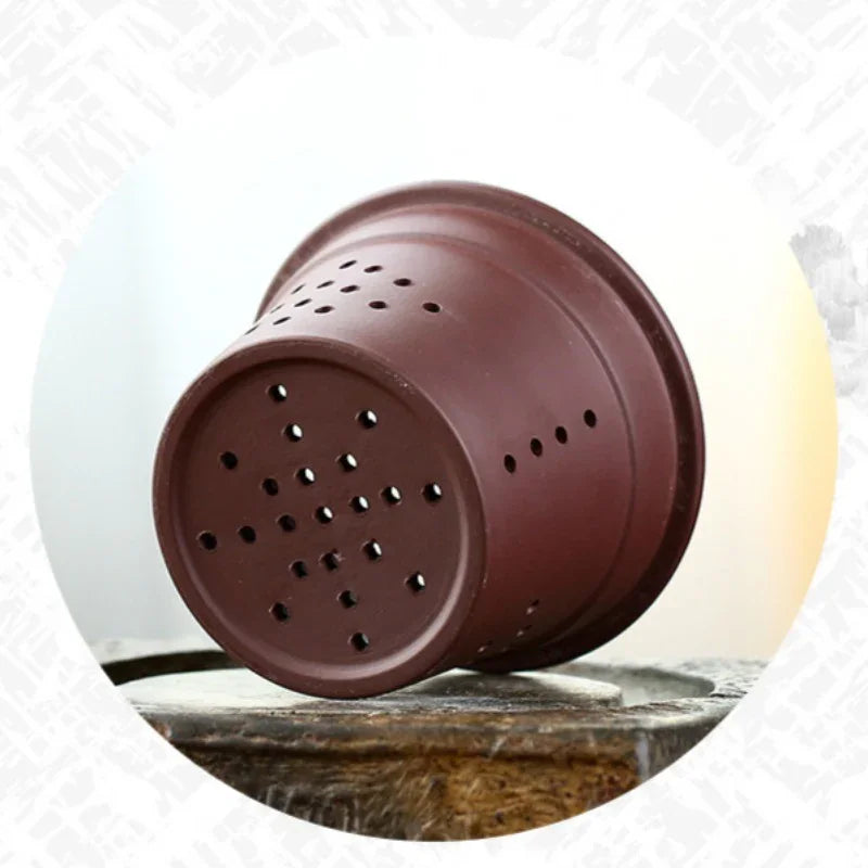 Yixing Zisha Tea Mug with Filter [Bamboo] 4pcs Set (Zi Ni - 480ml)