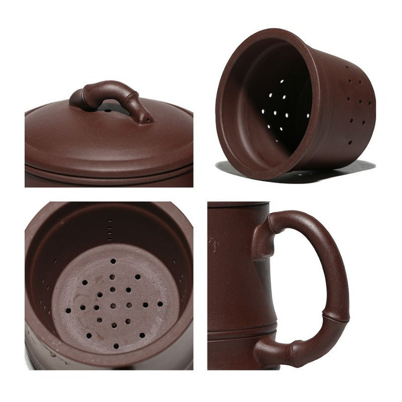 Yixing Zisha Tea Mug with Filter [Bamboo] 500ml - YIQIN TEA HOUSE | yiqinteahouse.com | tea mug, teaware