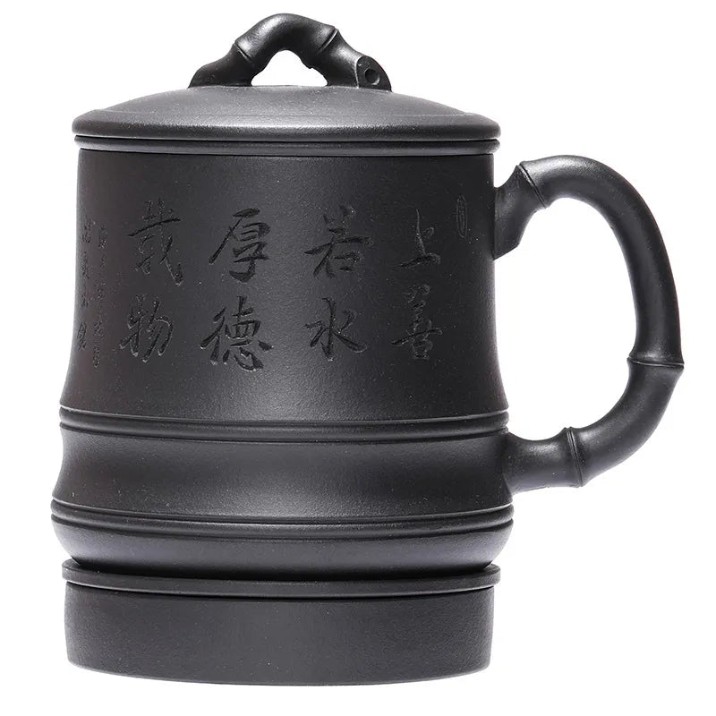 Yixing Zisha Tea Mug with Filter [Bamboo] 500ml - YIQIN TEA HOUSE | yiqinteahouse.com | tea mug, teaware