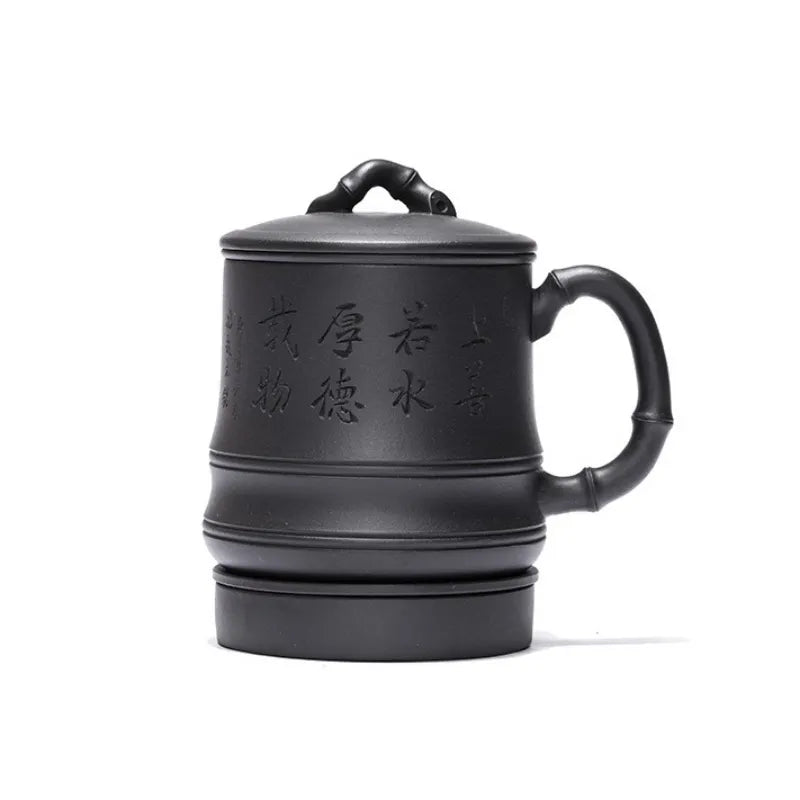 Yixing Zisha Tea Mug with Filter [Bamboo] 500ml - YIQIN TEA HOUSE | yiqinteahouse.com | tea mug, teaware