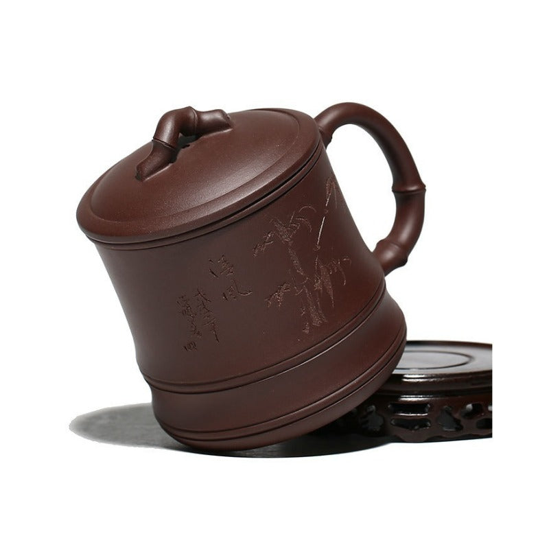 Yixing Zisha Tea Mug with Filter [Bamboo] 500ml - YIQIN TEA HOUSE | yiqinteahouse.com | tea mug, teaware