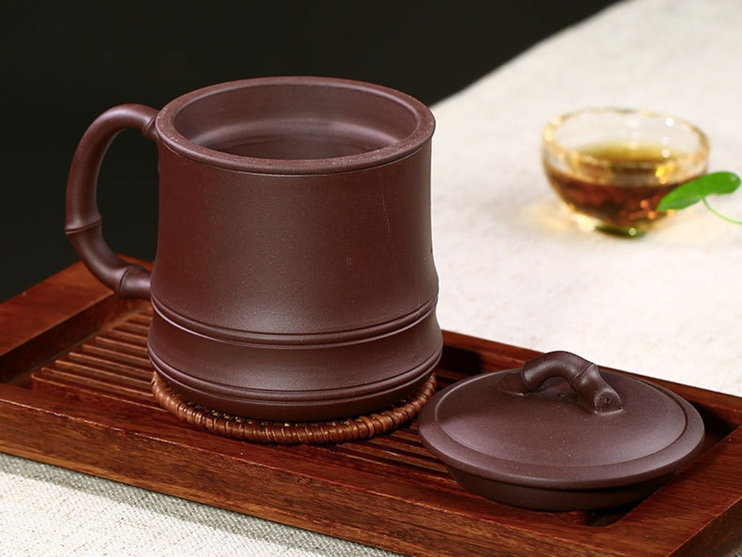 Yixing Zisha Tea Mug with Filter [Bamboo] 500ml - YIQIN TEA HOUSE | yiqinteahouse.com | tea mug, teaware