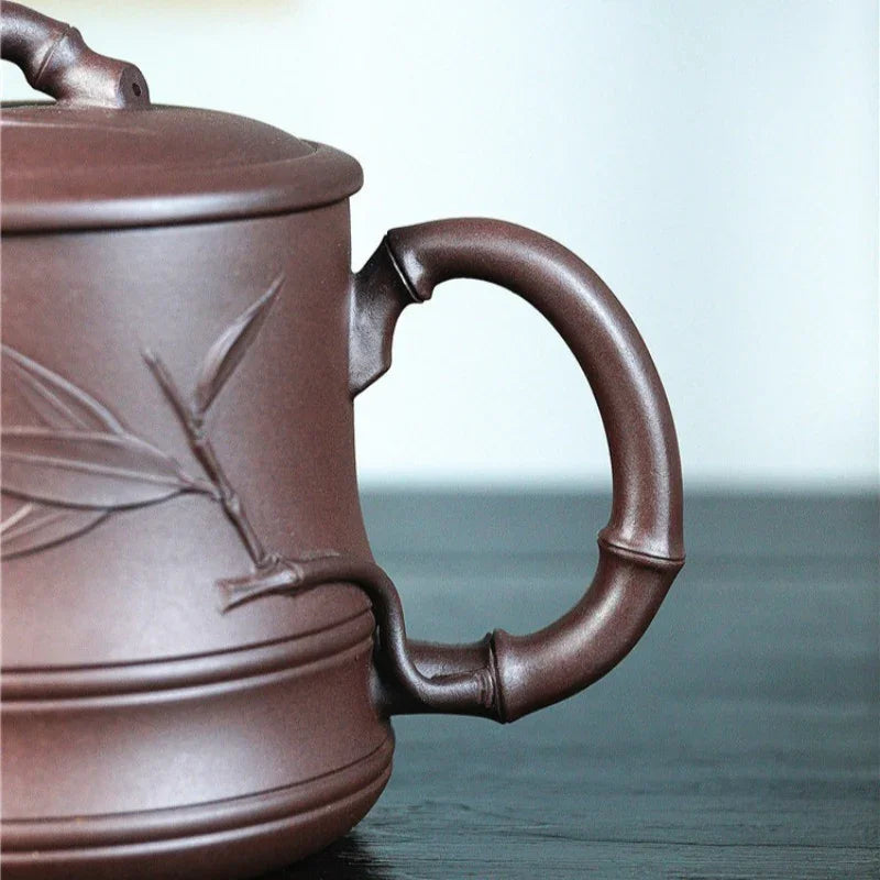 Yixing Zisha Tea Mug with Filter [Bamboo] 5pcs Set (Lao Zi Ni - 450ml) - YIQIN TEA HOUSE | yiqinteahouse.com | tea mug, teaware