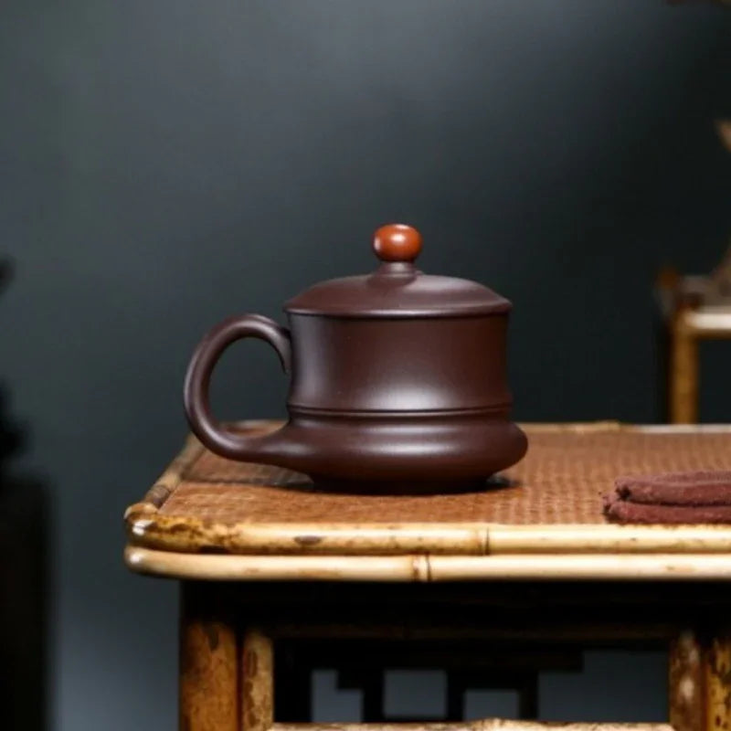 宜兴紫砂手工 [鸿运当头] (带茶滤) 盖杯 (紫泥 - 310ml)
