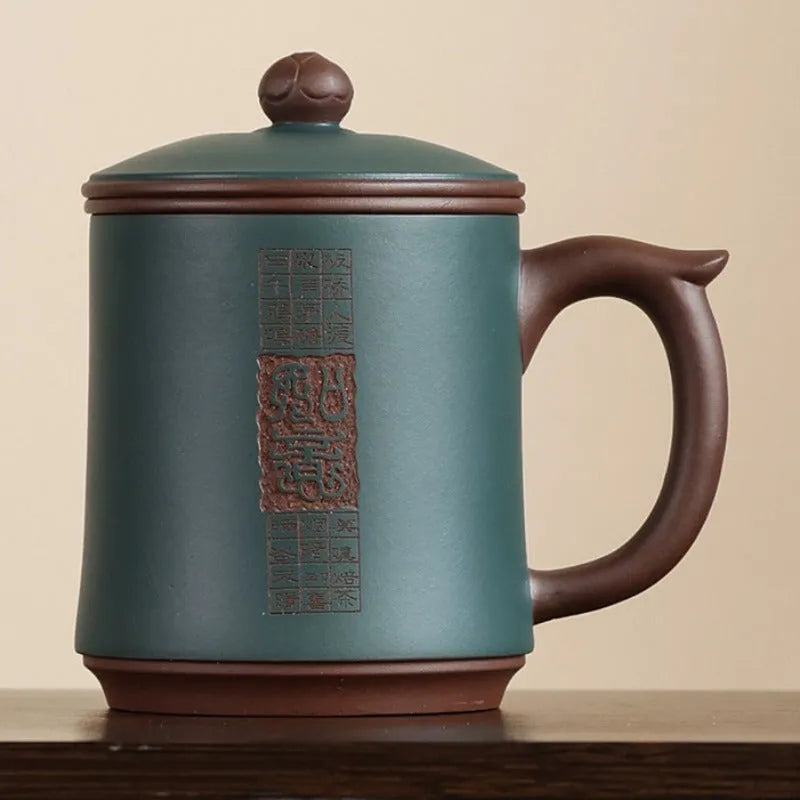 Yixing Zisha Tea Mug with Filter [Ruyi] 480ml - YIQIN TEA HOUSE | yiqinteahouse.com | new arrival, tea mug, teaware