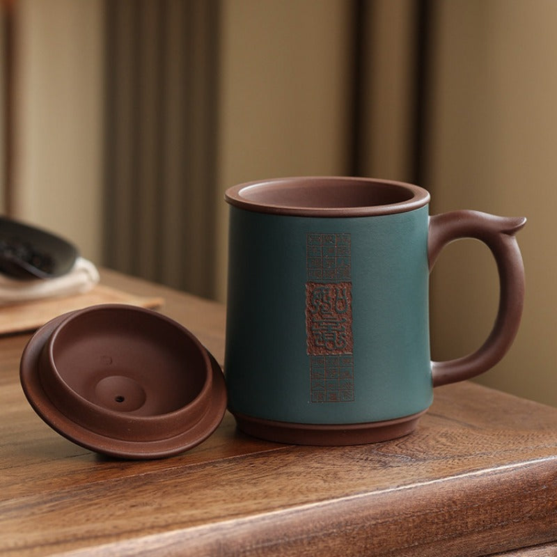 Yixing Zisha Tea Mug with Filter [Ruyi] 480ml - YIQIN TEA HOUSE | yiqinteahouse.com | new arrival, tea mug, teaware