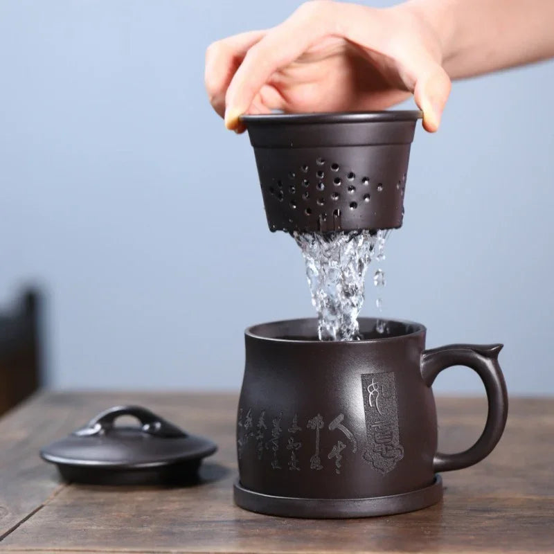 Cawan Teh Zisha Yixing dengan Penapis [Ruyi] (Shi Huang - 400ml)
