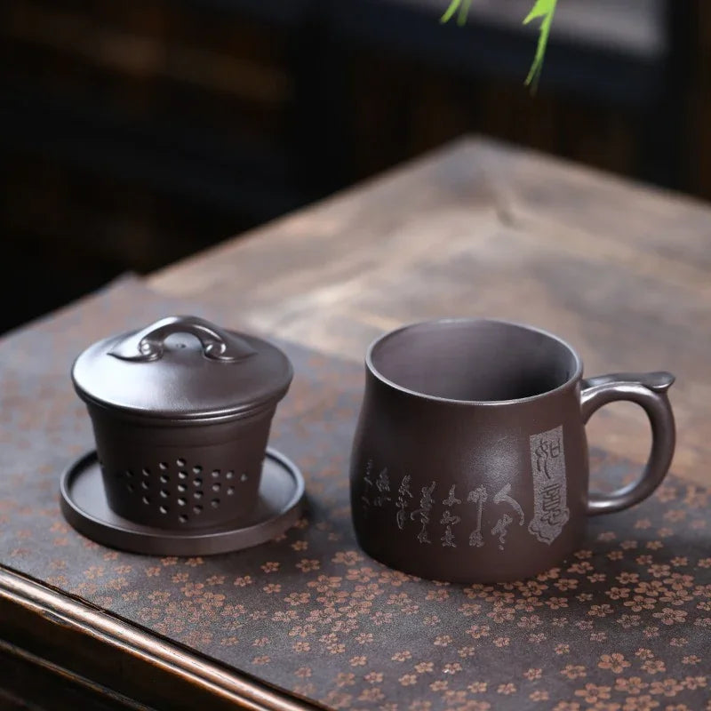 Cawan Teh Zisha Yixing dengan Penapis [Ruyi] (Shi Huang - 400ml)