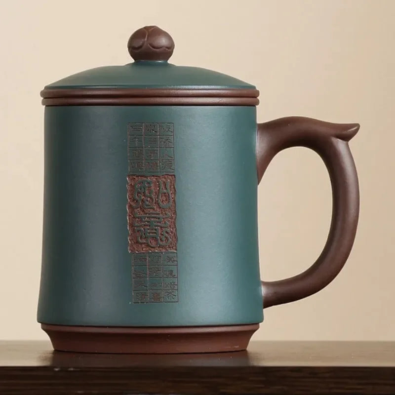 Yixing Zisha Tea Mug with Filter [Ruyi] 480ml - YIQIN TEA HOUSE | yiqinteahouse.com | new arrival, tea mug, teaware