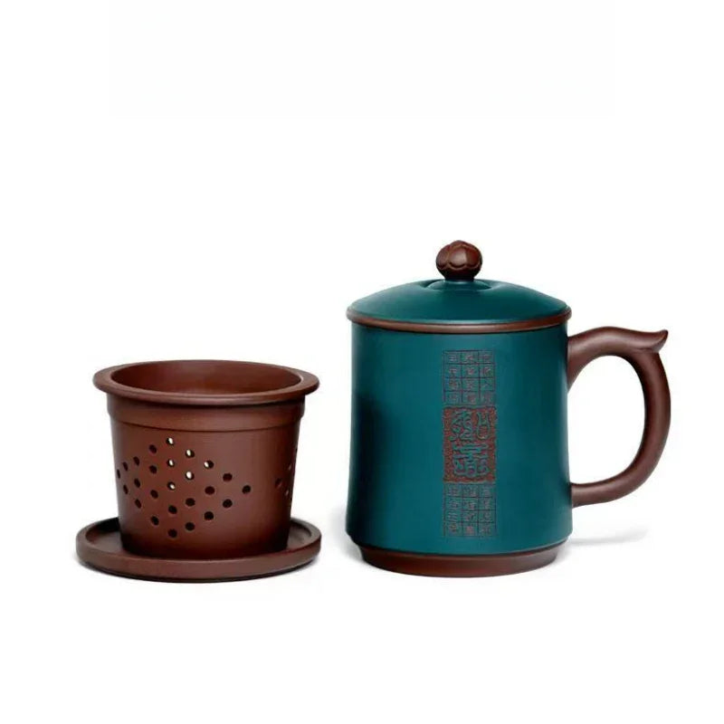Cawan Teh Zisha Yixing dengan Penapis [Ruyi] (Zi Ni / Lu Ni - 480ml)