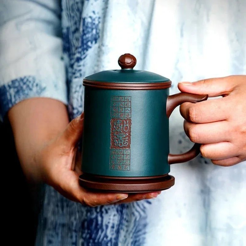 Cawan Teh Zisha Yixing dengan Penapis [Ruyi] (Zi Ni / Lu Ni - 480ml)