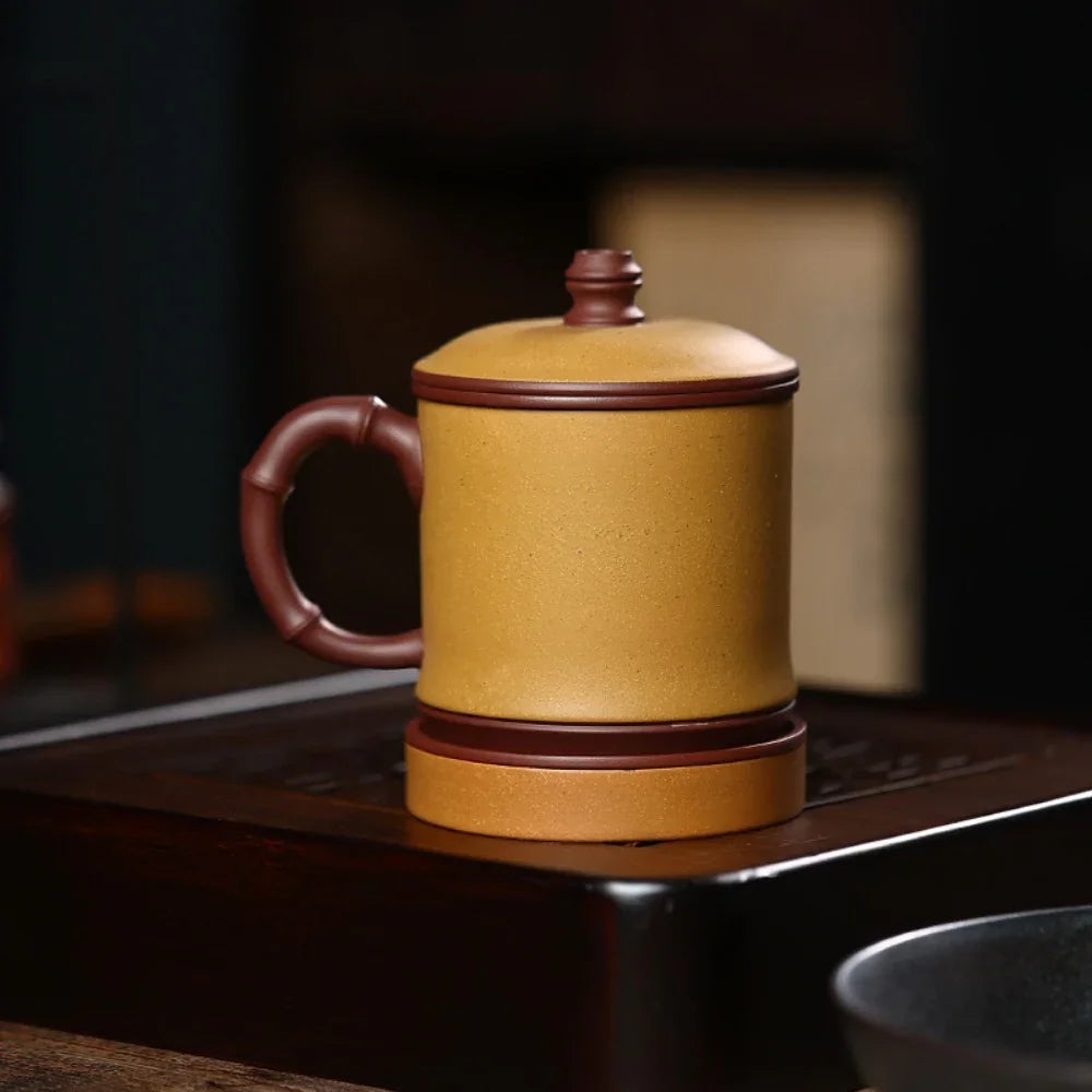 Yixing Zisha Tea Mug with Filter [Song Ting Wan Cui] (Zi Ni / Huangjin Duan Ni - 390ml) - YIQIN TEA HOUSE | yiqinteahouse.com | tea mug, teaware