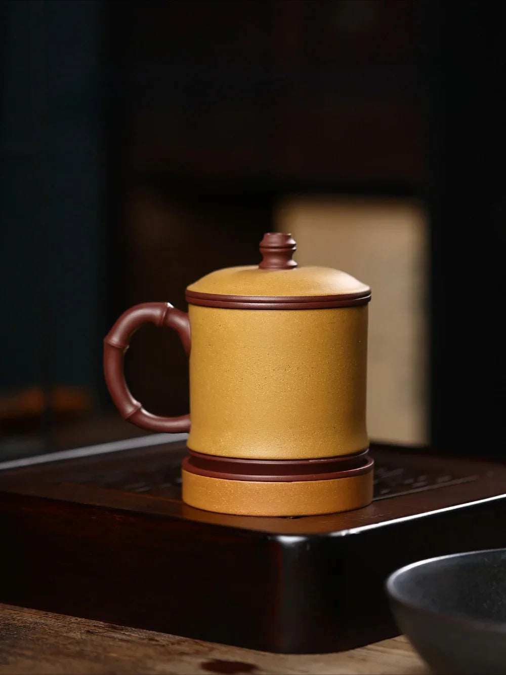 Yixing Zisha Tea Mug with Filter [Song Ting Wan Cui] (Zi Ni / Huangjin Duan Ni - 390ml) - YIQIN TEA HOUSE | yiqinteahouse.com | tea mug, teaware