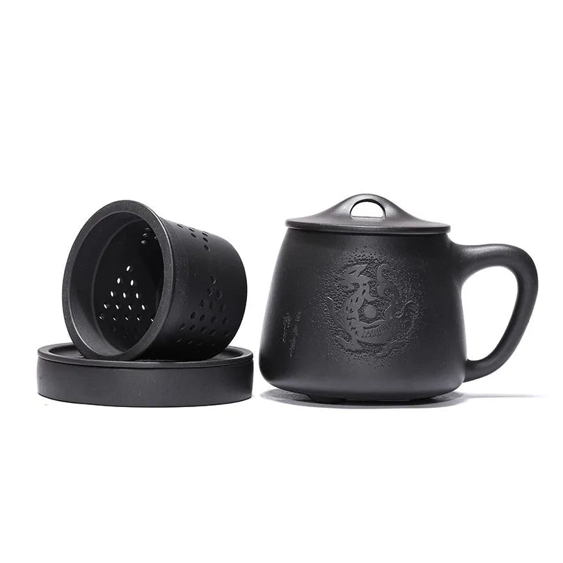 Yixing Zisha Tea Mug with Filter [Teng Long Shi Piao] 560ml - YIQIN TEA HOUSE | yiqinteahouse.com | new arrival, tea mug, teaware