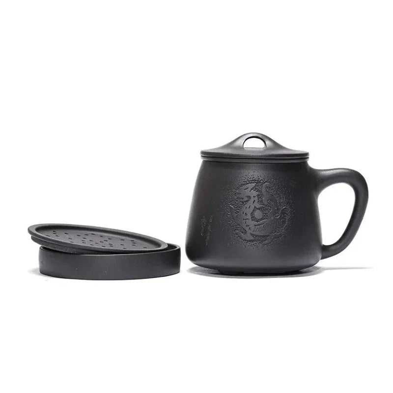 Cawan Teh Zisha Yixing dengan Penapis [Teng Long Shi Piao] (Hei Ni - 560ml)