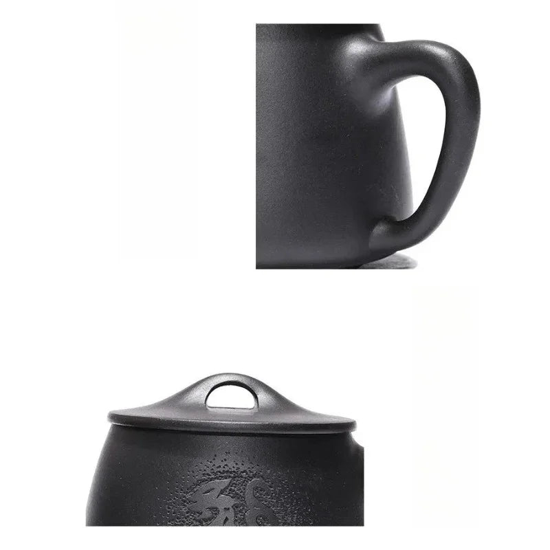 Cawan Teh Zisha Yixing dengan Penapis [Teng Long Shi Piao] (Hei Ni - 560ml)