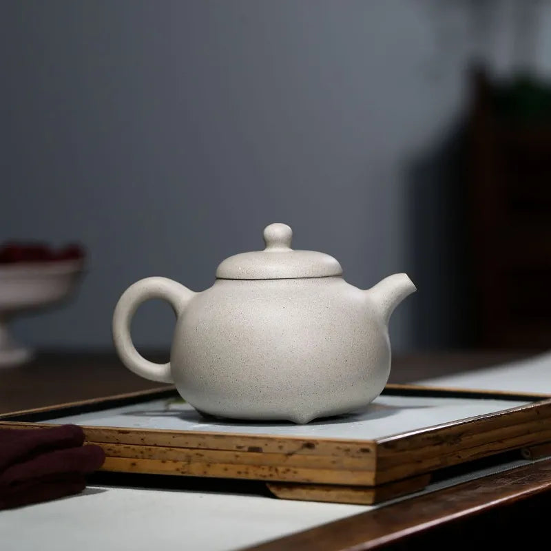 Yixing Zisha Teapot [3 Legs Ruding] (Bai Duan Ni - 290ml) - YIQIN TEA HOUSE | yiqinteahouse.com | 200-300ml, new arrival, teapot, teaware, zisha teapot