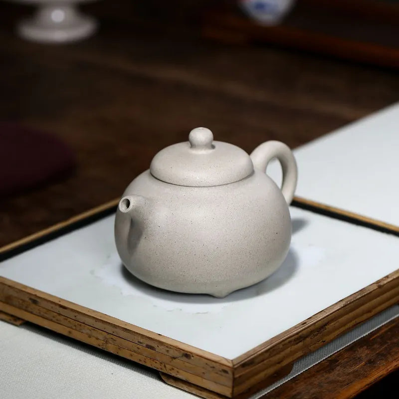 Yixing Zisha Teapot [3 Legs Ruding] (Bai Duan Ni - 290ml) - YIQIN TEA HOUSE | yiqinteahouse.com | 200-300ml, new arrival, teapot, teaware, zisha teapot