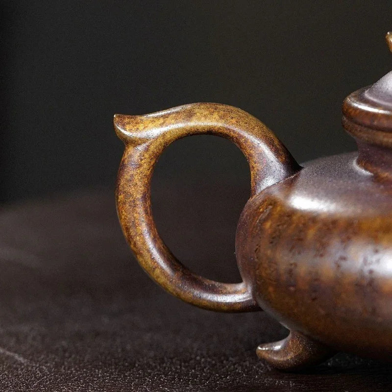 Yixing Zisha Teapot [3 Legs Yun Ding] (Chen Xiang Ni Firewood Fired - 250ml) - YIQIN TEA HOUSE | yiqinteahouse.com | 200-300ml, teapot, teaware, zisha teapot