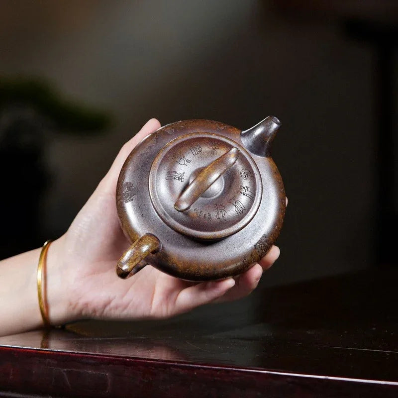 Yixing Zisha Teapot [3 Legs Yun Ding] (Chen Xiang Ni Firewood Fired - 250ml) - YIQIN TEA HOUSE | yiqinteahouse.com | 200-300ml, teapot, teaware, zisha teapot