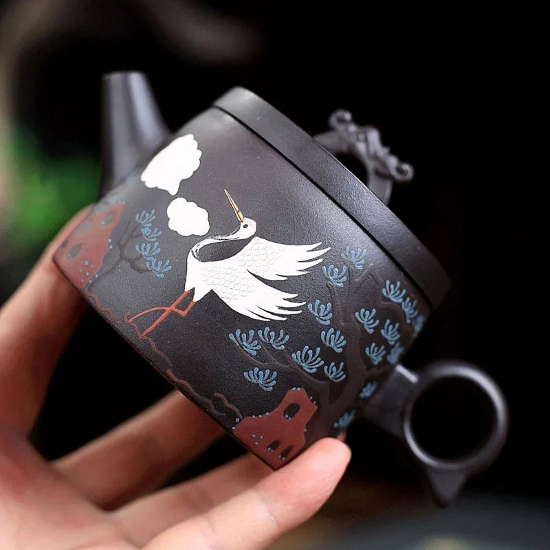 Teko Zisha Yixing [Auspicious Crane] (Hei Ni - 190ml)