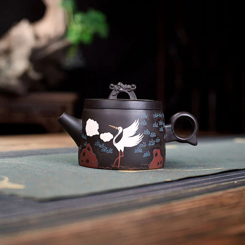 Teko Zisha Yixing [Auspicious Crane] (Hei Ni - 190ml)