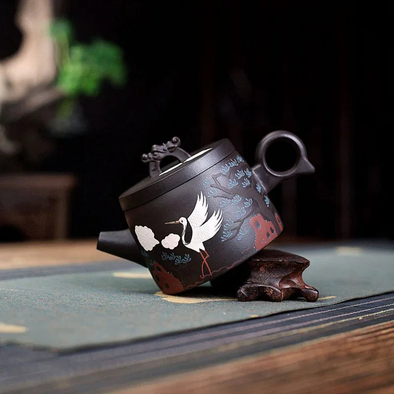 Teko Zisha Yixing [Auspicious Crane] (Hei Ni - 190ml)