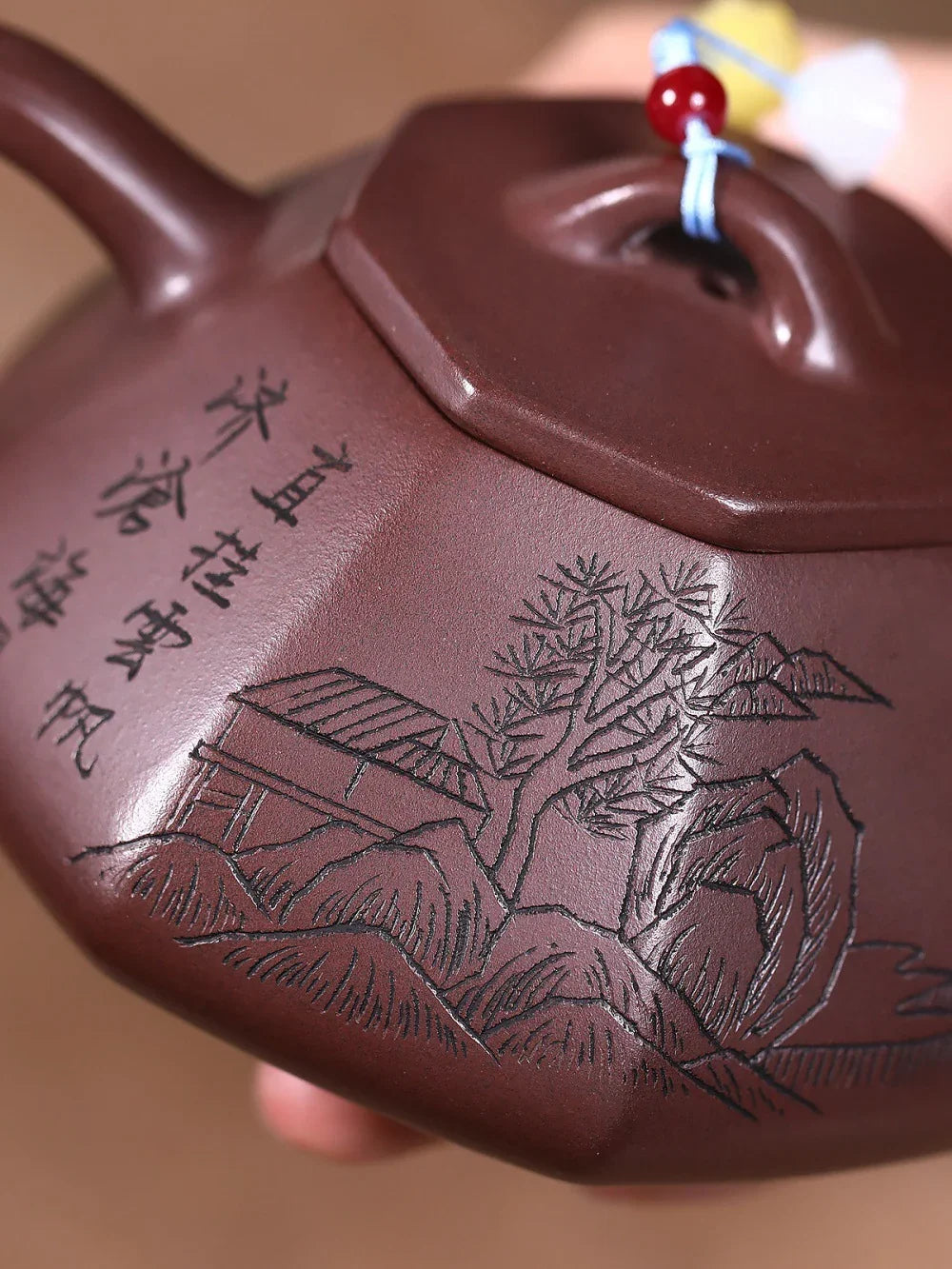 Teko Yixing Zisha [Bafang Shanshui Shi Piao] (Zi Ni - 200ml)