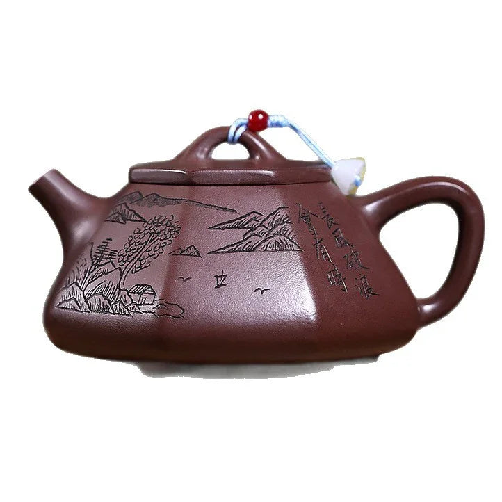 Teko Yixing Zisha [Bafang Shanshui Shi Piao] (Zi Ni - 200ml)