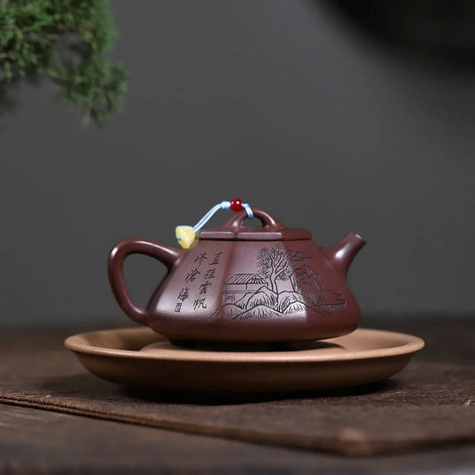 Teko Yixing Zisha [Bafang Shanshui Shi Piao] (Zi Ni - 200ml)