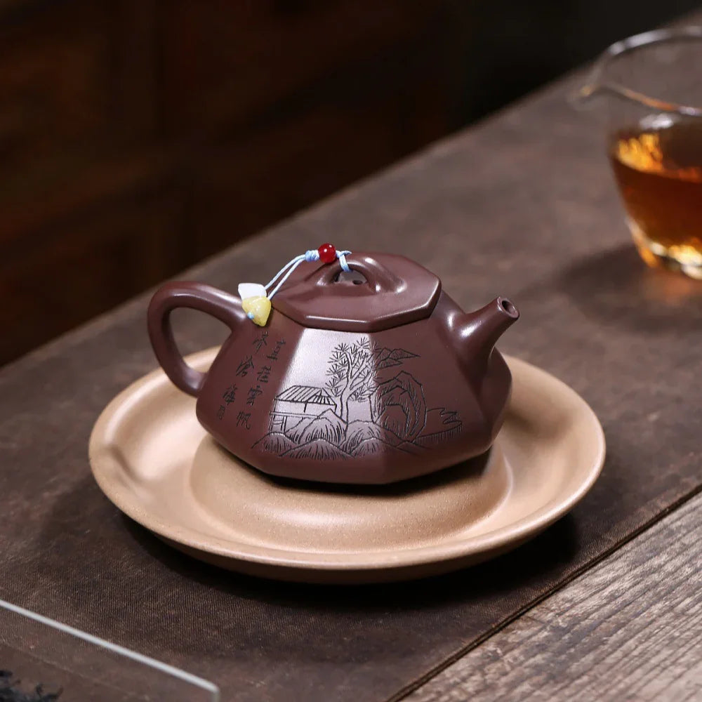 Teko Yixing Zisha [Bafang Shanshui Shi Piao] (Zi Ni - 200ml)