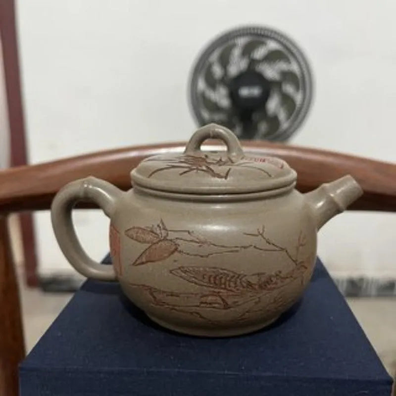 Yixing Zisha Teapot [Bamboo Breeze] (Qinghua Duan Ni - 200ml) - YIQIN TEA HOUSE | yiqinteahouse.com | 200-300ml, new arrival, teapot, teaware, zisha teapot