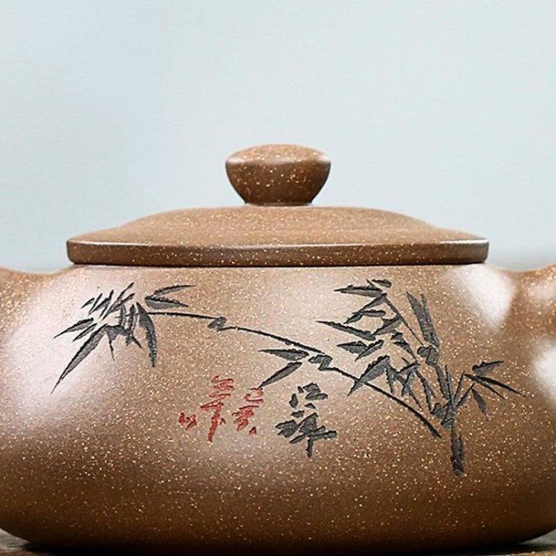 Yixing Zisha Teapot [Bamboo Shi Piao] (Qinghui Duan Ni - 240ml) - YIQIN TEA HOUSE | yiqinteahouse.com | 200-300ml, teapot, teaware, zisha teapot