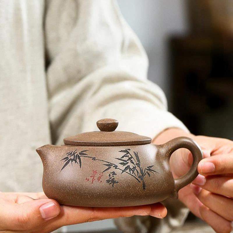 Yixing Zisha Teapot [Bamboo Shi Piao] (Qinghui Duan Ni - 240ml) - YIQIN TEA HOUSE | yiqinteahouse.com | 200-300ml, teapot, teaware, zisha teapot