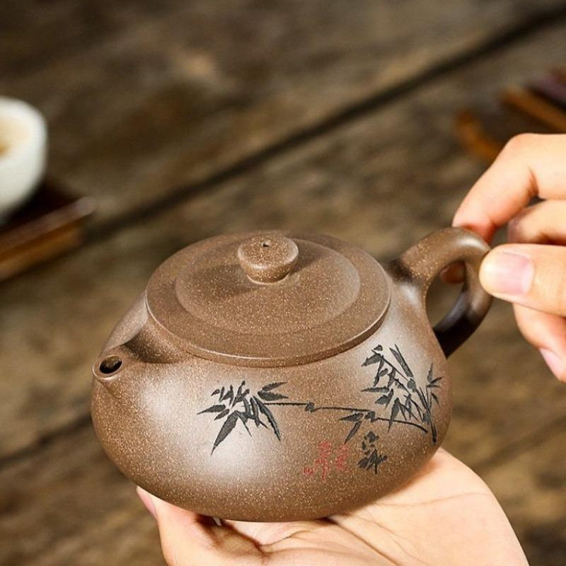 Yixing Zisha Teapot [Bamboo Shi Piao] (Qinghui Duan Ni - 240ml) - YIQIN TEA HOUSE | yiqinteahouse.com | 200-300ml, teapot, teaware, zisha teapot