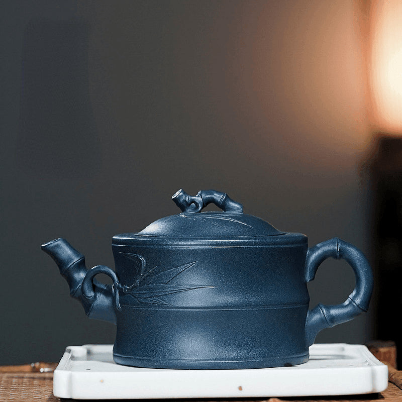 Yixing Zisha Teapot [Bamboo] (Tian Qing Ni - 320ml) - YIQIN TEA HOUSE | yiqinteahouse.com | >300ml, new arrival, teapot, teaware, zisha teapot