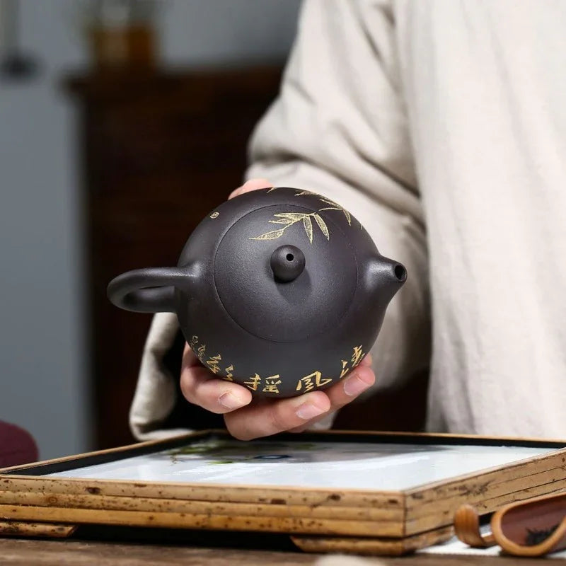 yixing-zisha-teapot-bamboo-xishi-hei-ni-230ml-yiqin-tea-house-yiqinteahouse-com-10 - YIQIN TEA HOUSE 一沁茶舍 yiqinteahouse.com