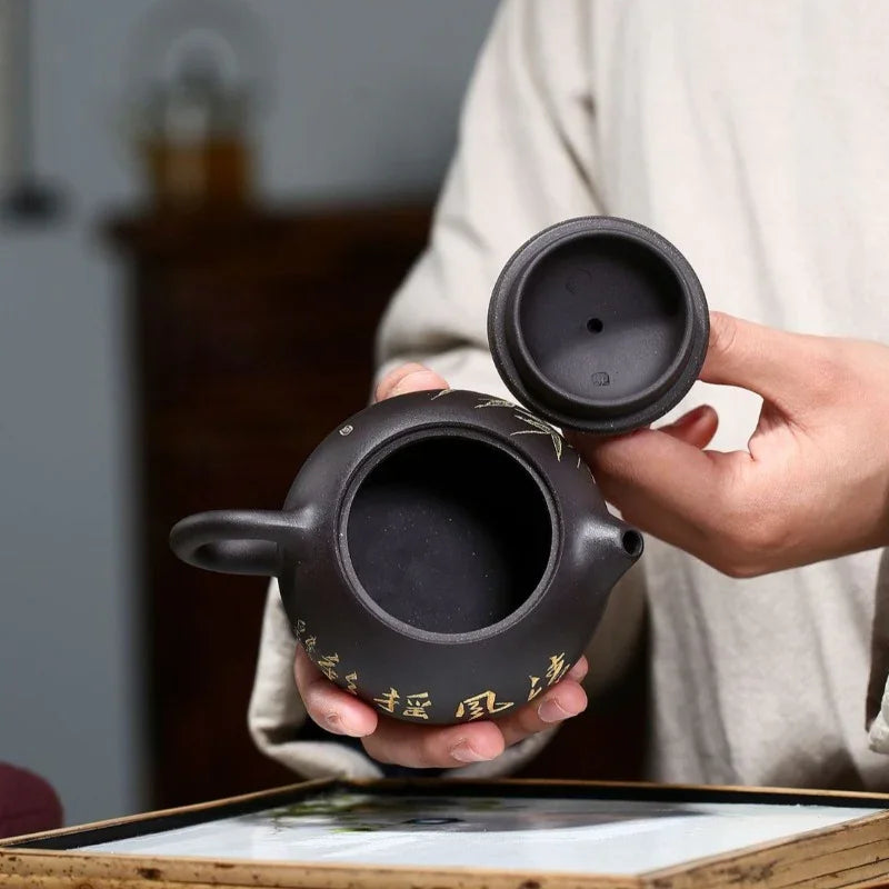yixing-zisha-teapot-bamboo-xishi-hei-ni-230ml-yiqin-tea-house-yiqinteahouse-com-11 - YIQIN TEA HOUSE 一沁茶舍 yiqinteahouse.com