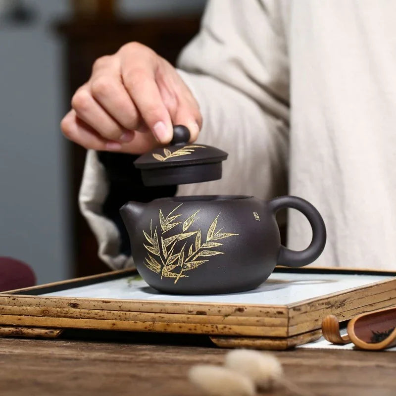yixing-zisha-teapot-bamboo-xishi-hei-ni-230ml-yiqin-tea-house-yiqinteahouse-com-7 - YIQIN TEA HOUSE 一沁茶舍 yiqinteahouse.com