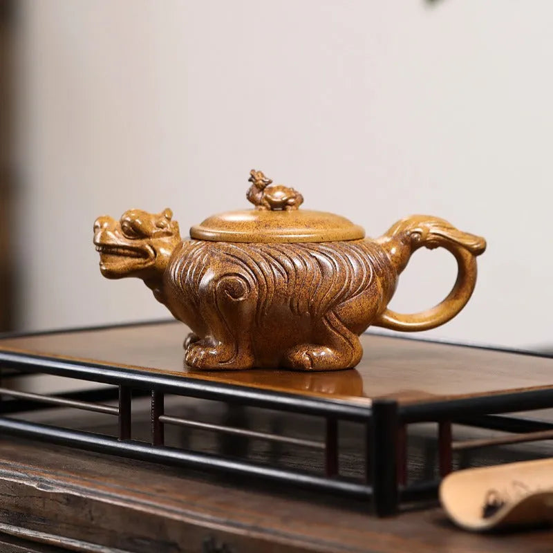 Yixing Zisha Teapot [Baxia Fuxi] (Longgu Jinsha - 380ml) - YIQIN TEA HOUSE | yiqinteahouse.com | >300ml, teapot, teaware, zisha teapot