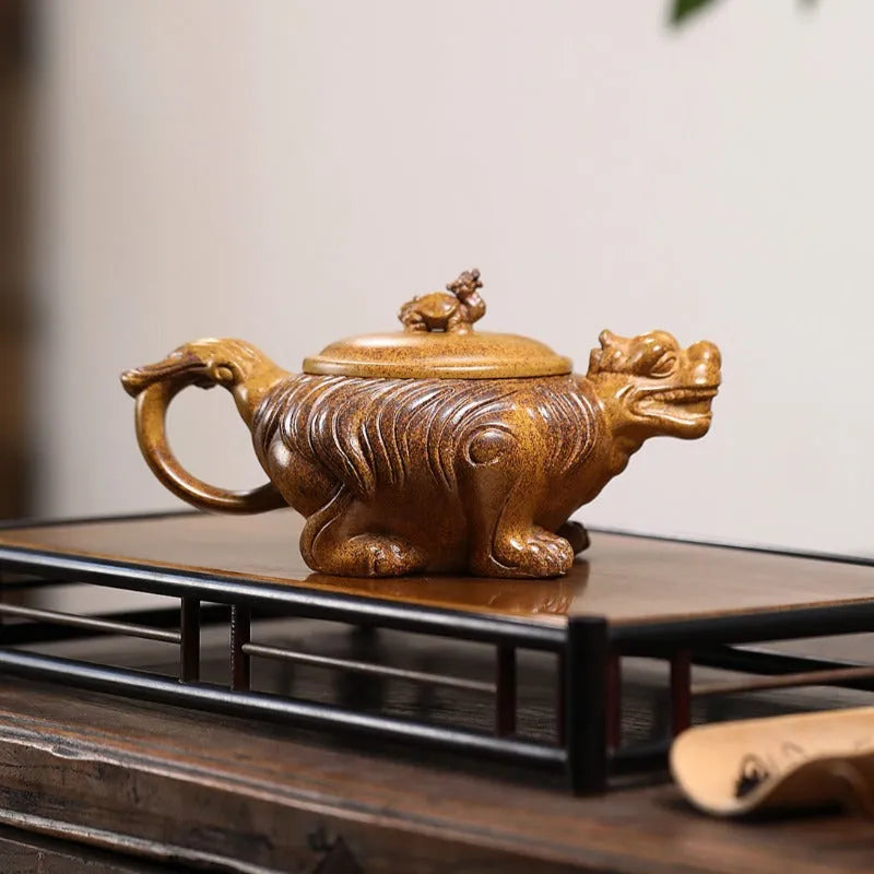 Yixing Zisha Teapot [Baxia Fuxi] (Longgu Jinsha - 380ml) - YIQIN TEA HOUSE | yiqinteahouse.com | >300ml, teapot, teaware, zisha teapot