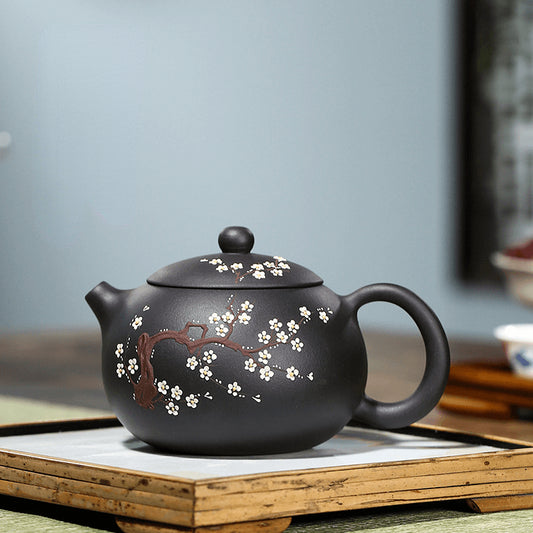 Yixing Zisha Teapot [Big Plum Blossom Xishi] (Hei Jin Sha - 430ml) - YIQIN TEA HOUSE | yiqinteahouse.com | >300ml, new arrival, teapot, teaware, zisha teapot