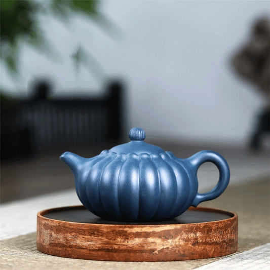 Yixing Zisha Teapot [Chrysanthemum Pot] (Tian Qing Ni - 200ml) - YIQIN TEA HOUSE | yiqinteahouse.com | 200-300ml, teapot, teaware, zisha teapot