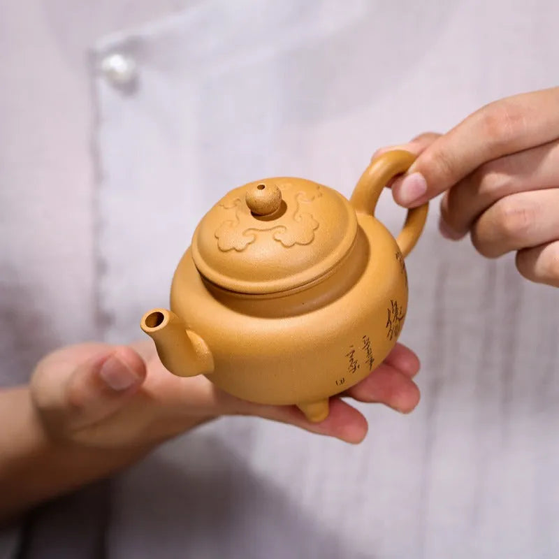 Yixing Zisha Teapot [Dabin Ruyi] (Huangjin Duan Ni - 160ml) - YIQIN TEA HOUSE | yiqinteahouse.com | <200ml, new arrival, teapot, teaware, zisha teapot