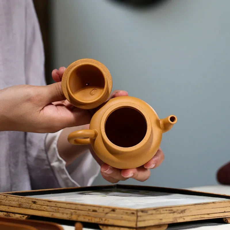 Yixing Zisha Teapot [Dabin Ruyi] (Huangjin Duan Ni - 160ml) - YIQIN TEA HOUSE | yiqinteahouse.com | <200ml, new arrival, teapot, teaware, zisha teapot