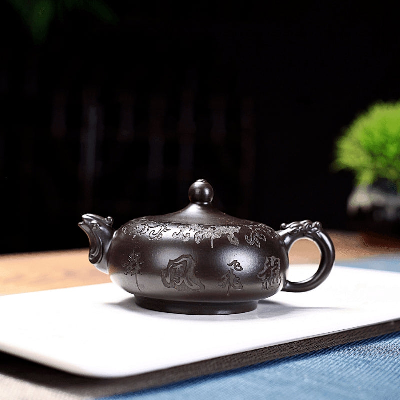 Yixing Zisha Teapot [Dancing Dragon] (Hei Ni - 220ml) - YIQIN TEA HOUSE | yiqinteahouse.com | 200-300ml, teapot, teaware, zisha teapot