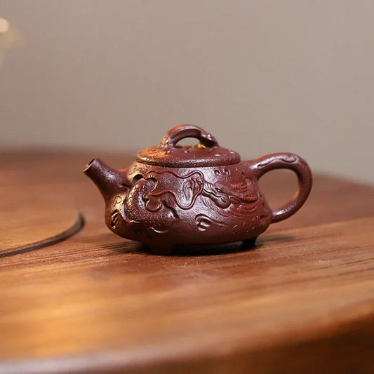 Yixing Zisha Teapot [Dragon Gong Chun Shi Piao] (Zi Ni Firewood Firing - 150ml) - YIQIN TEA HOUSE | yiqinteahouse.com | <200ml, teapot, teaware, zisha teapot