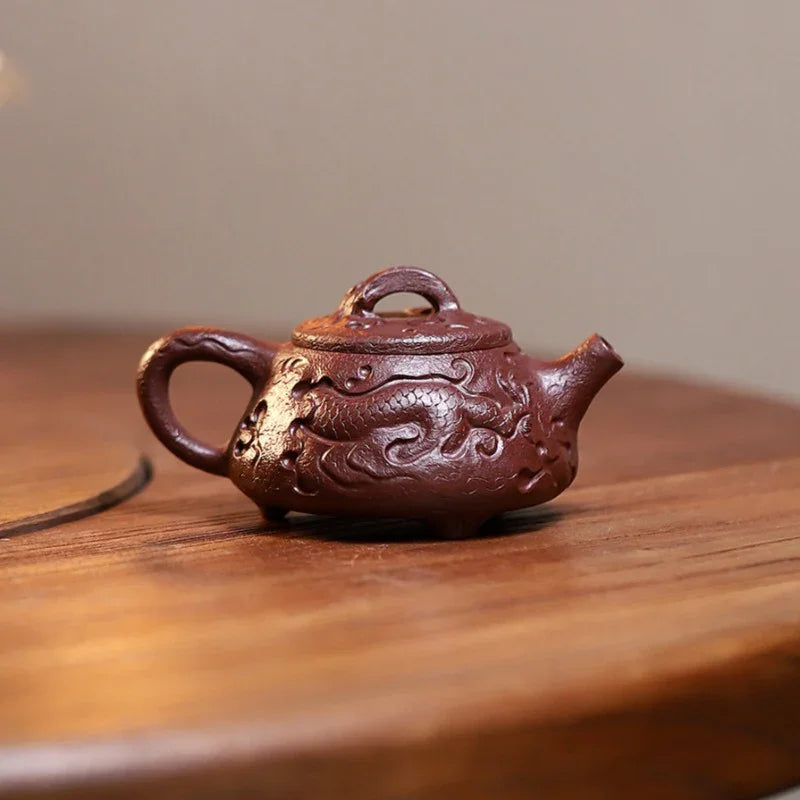 Yixing Zisha Teapot [Dragon Gong Chun Shi Piao] (Zi Ni Firewood Firing - 150ml) - YIQIN TEA HOUSE | yiqinteahouse.com | <200ml, teapot, teaware, zisha teapot