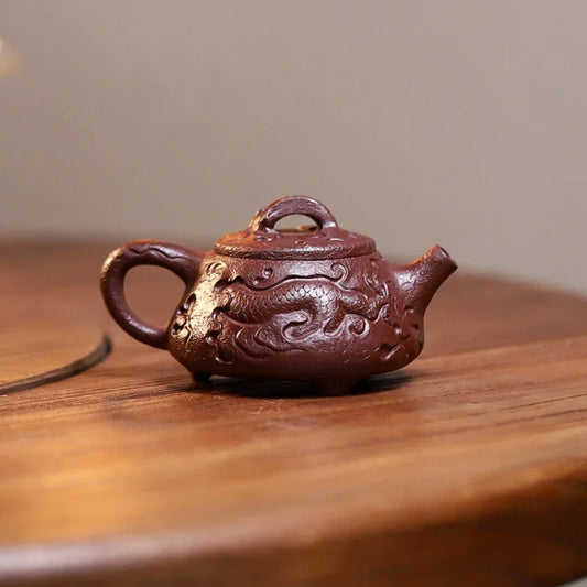 Yixing Zisha Teapot [Dragon Gong Chun Shi Piao] (Zi Ni Firewood Firing - 150ml) - YIQIN TEA HOUSE | yiqinteahouse.com | <200ml, teapot, teaware, zisha teapot